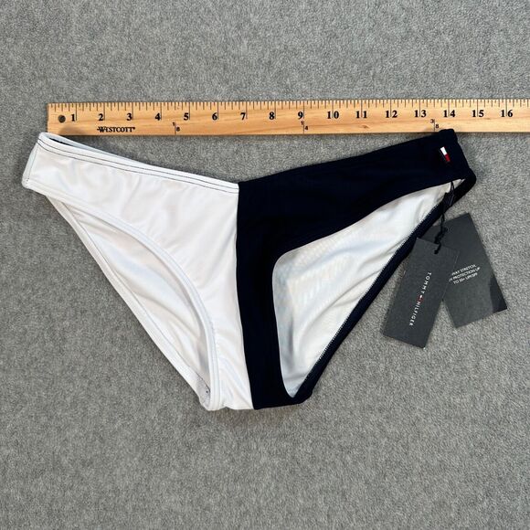 Tommy Hilfiger Colorblock V-Cut Swim Bikini Bottoms Women's Small Navy White New - Picture 3 of 8